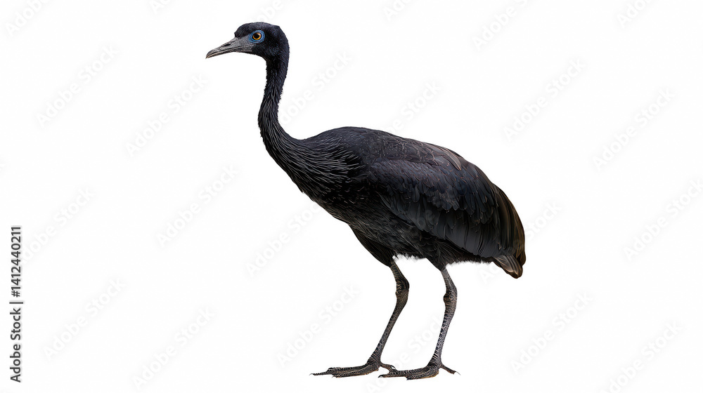 Fototapeta premium a large bird with long legs and a long neck standing on a transparent background, PNG image, PNG file, Generative art.