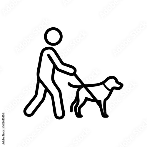 Blind person walking with guide dog icon