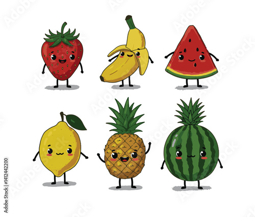 Dynamic tropical fruit designs showcased in artistic parade create vibrant energy perfect for colorful creative works and joyful ideas