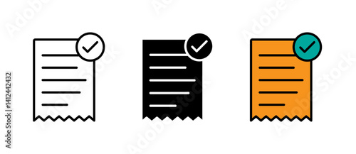 Invoice icon Invoice line icon. Payment and bill invoice. Order symbol concept. Tax sign design. Paper bank document icon. Vector invoice icon stroke filled and colored icon set