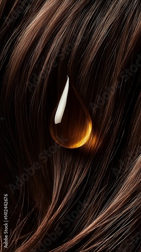 Nourishing and conditioning hair with vitamins to smooth the hair , drop of oil on hair, vertical