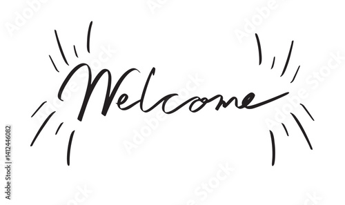 welcome text font calligraphy hand written lettering script black color object welcome business greeting message success card label congratulation template morning business tag welcome text office 