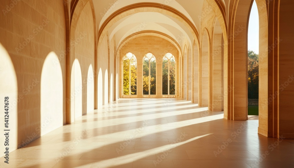 Obraz premium Sunlight-filled arched passageway