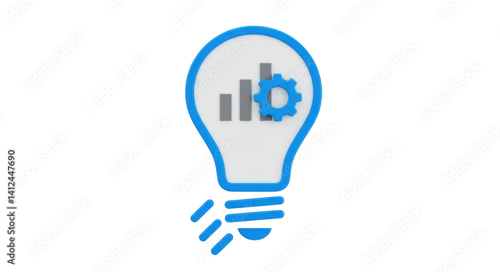 Isolated Light Bulb with Statistics Chart Isolated Light Bulb with Statistics Chart