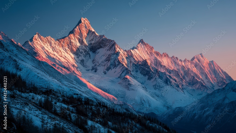 Obraz premium Dramatic Mountain Range in Winter