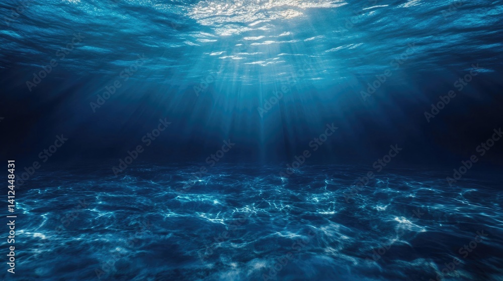 Fototapeta premium Underwater empty dark blue background