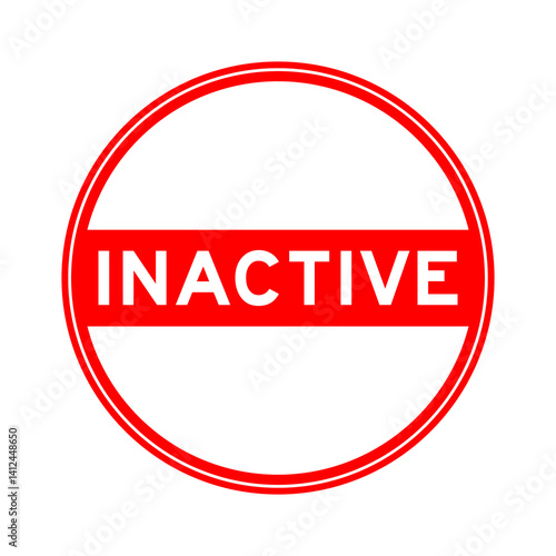 Red color round seal sticker in word inactive on white background