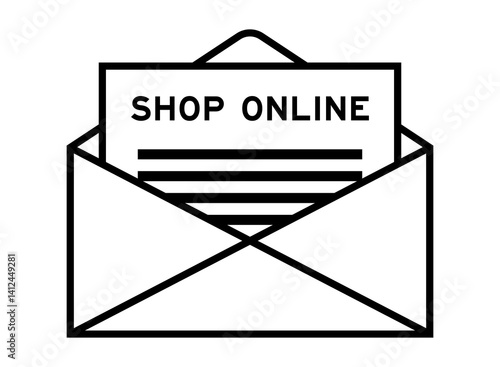 Envelope and letter sign with word shop online as the headline