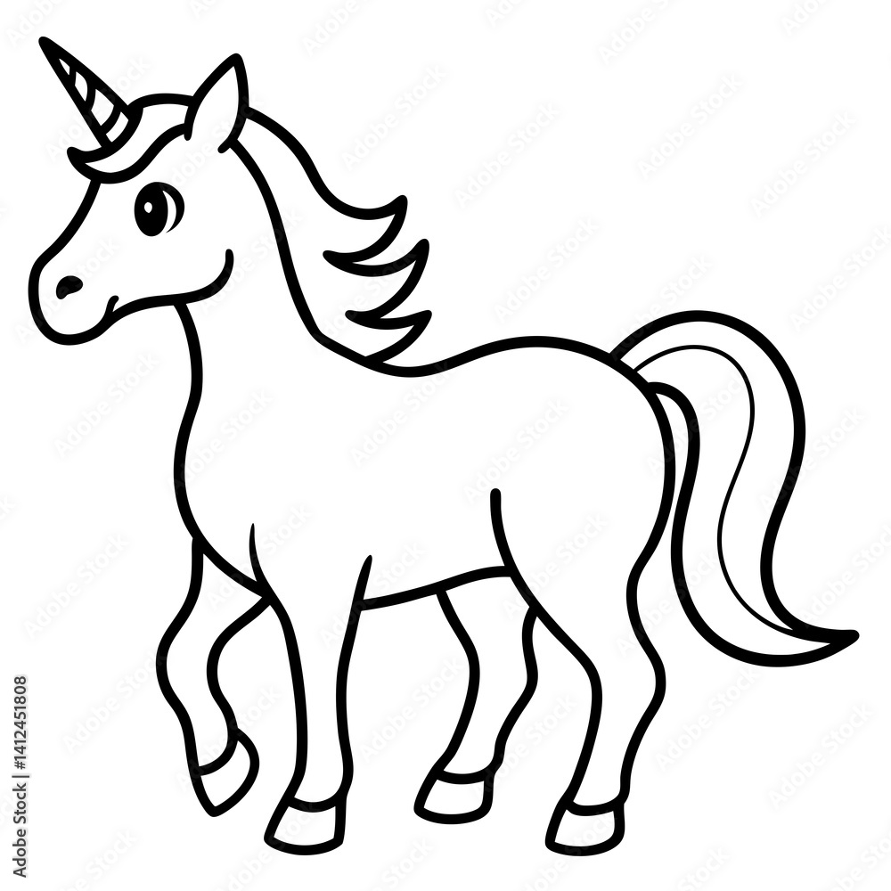 Fototapeta premium Clean Unicorn Line Art Design