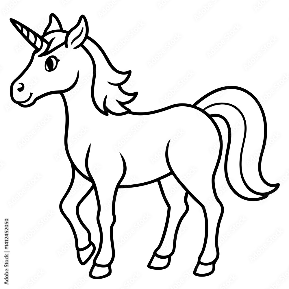 Clean Unicorn Line Art Design Clean Unicorn Line Art Design