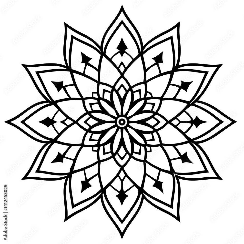 Minimal Batik-Style Mandala Onesie Vector Illustration on White Background Minimal Batik-Style Mandala Onesie Vector Illustration on White Background