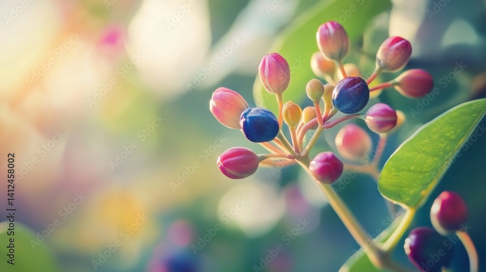 Close-Up of Colorful Flower Buds on Soft Green Background Close-Up of Colorful Flower Buds on Soft Green Background