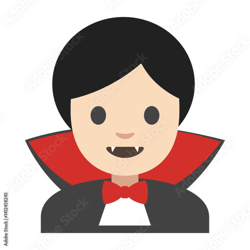Vampire Cartoon Style Clipart Illustration | Minimalistic Friendly Vampire with Red Cape Isolated on White Background