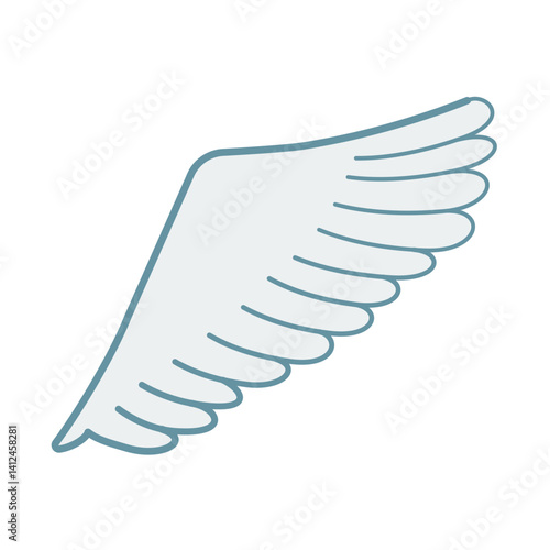 Wing Cartoon Style Clipart Illustration | Minimalistic Feathered Wing Design Isolated on White Background
