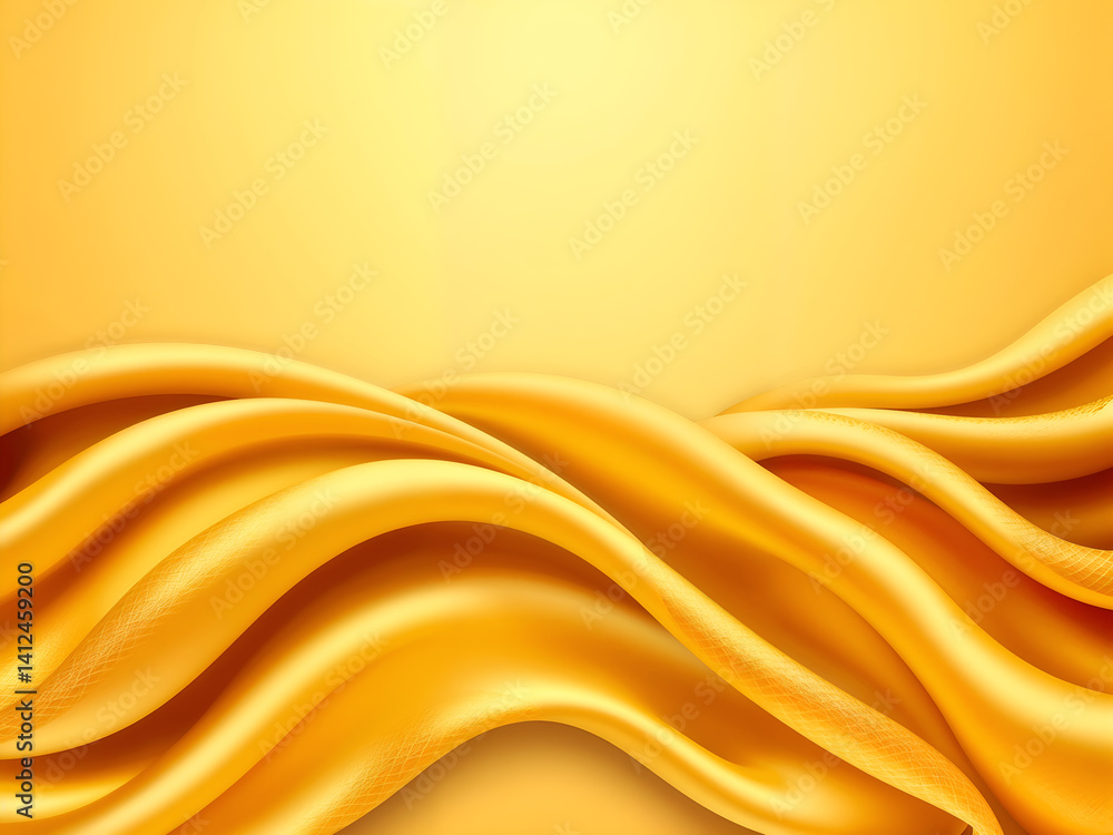 Smooth flowing yellow fabric texture, ideal for backgrounds, fashion, or design. Generative AI