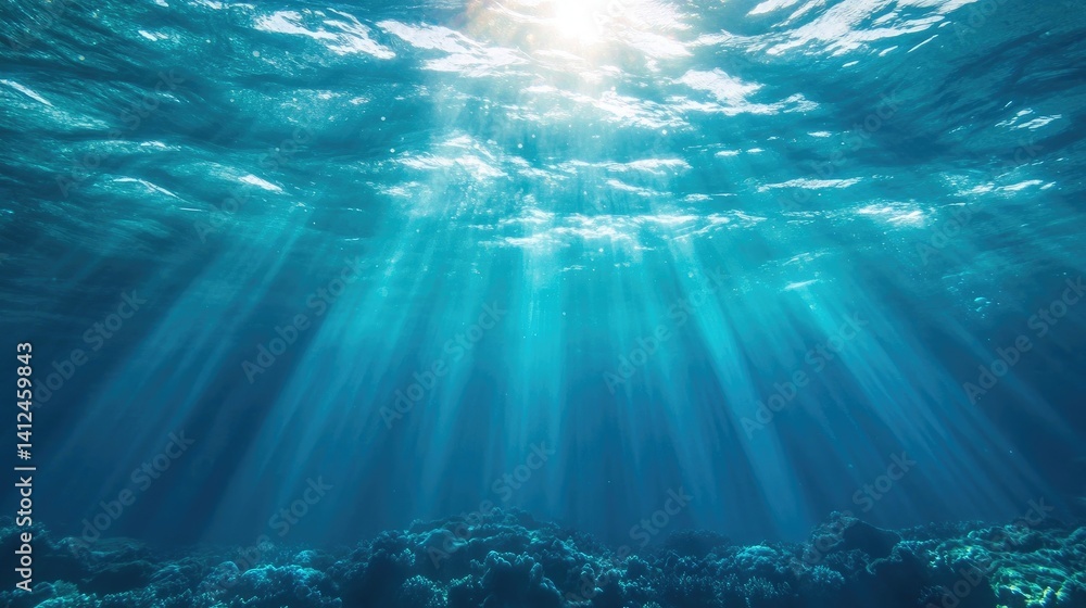 Fototapeta premium Underwater lighting creating a beautiful atmosphere in the ocean