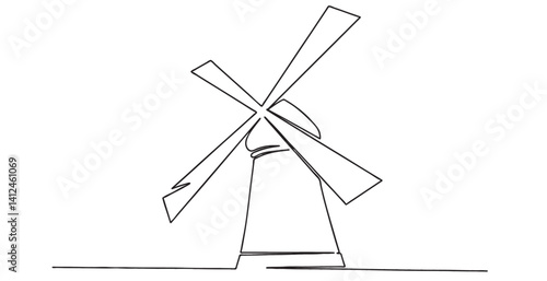 Windmill line art