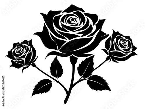 Wallpaper Mural Rose Flowers Silhouette Vector & SVG | Elegant Floral Clipart for Wedding Craft Torontodigital.ca