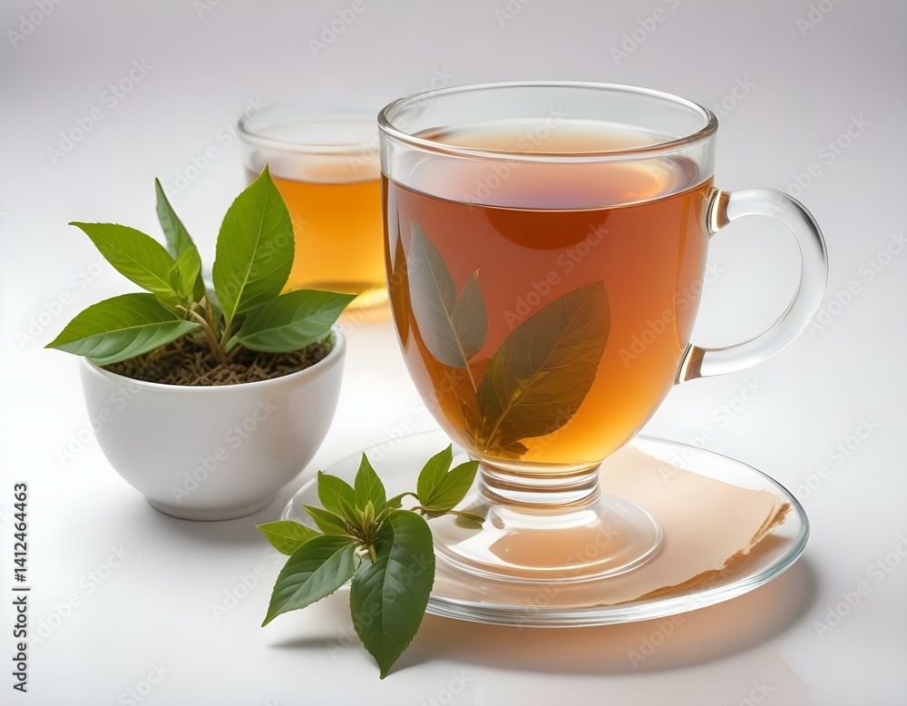 Glass of Tea with Bag End. Isolated on white background, with clipping path Glass of Tea with Bag End. Isolated on white background, with clipping path