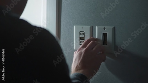 Electrician replacing a damaged power outlet. Featuring expertise and safety