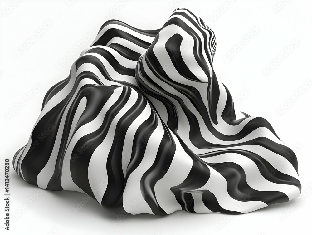 Abstract 3D Black and White Wave Illustration
