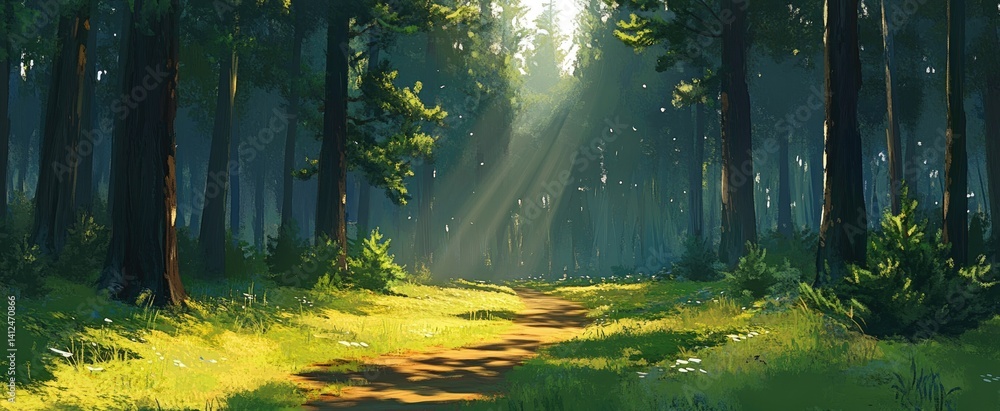 Obraz premium Sunlit Forest Path