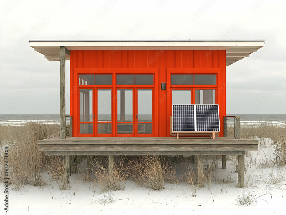 Orange Beach House 3D Illustration