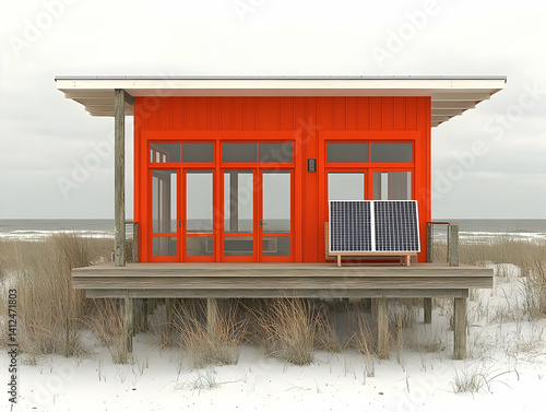 Obraz na płótnie Orange Beach House 3D Illustration w salonie