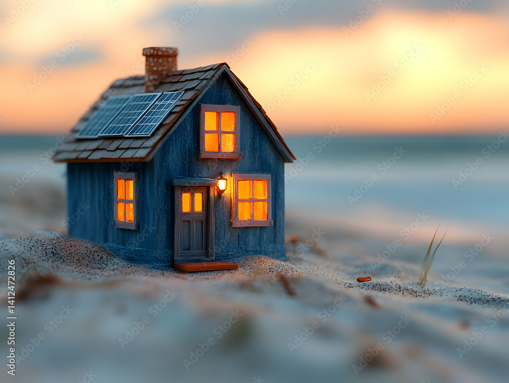 Sunset Beach House 3D Render