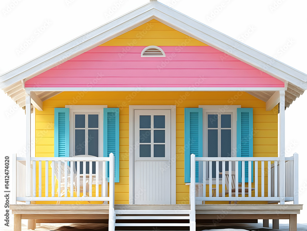 Colorful Beach House 3D Illustration