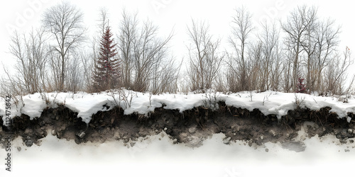Winter Landscape Cross Section Illustration