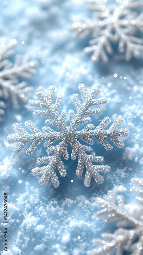 Glittery Snowflake Winter Background