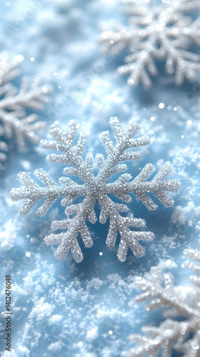 Obraz na płótnie Glittery Snowflake Winter Background w salonie