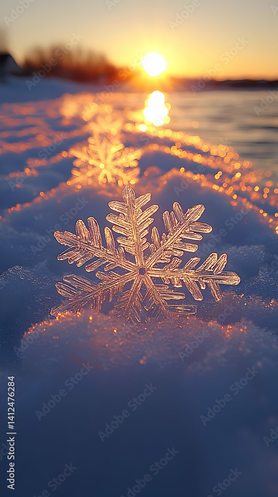 Sunset Snowflake Illustration