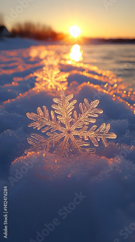 Sunset Snowflake Illustration