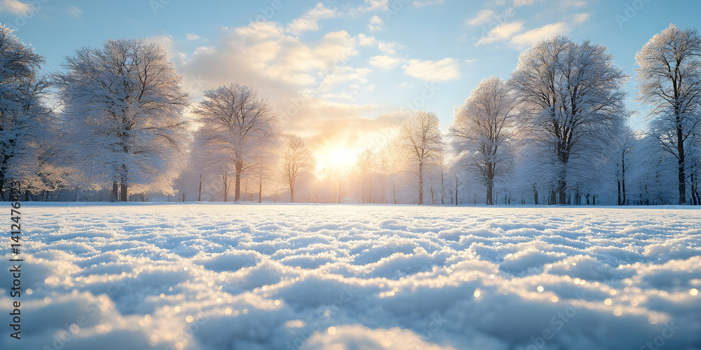 Snowy Winter Landscape Illustration