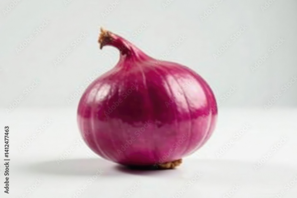 Fototapeta premium Single red onion, vibrant color, clean white backdrop, aromatic, scarlet