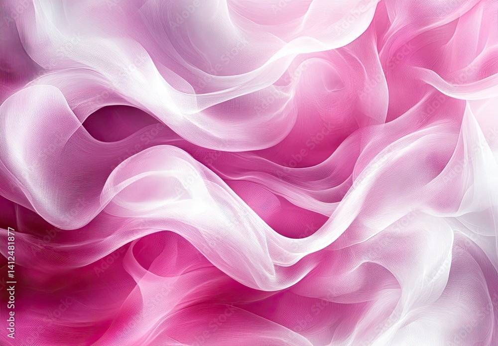 Fototapeta premium Abstract background with flowing pink and white fabric