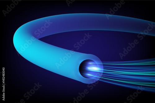 Cable fiber optic High speed signal, communication technology and connecting concept
