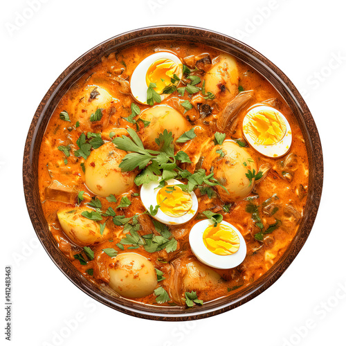 Obraz na płótnie bowl of egg curry isolated on transparent white background, clipping path w salonie