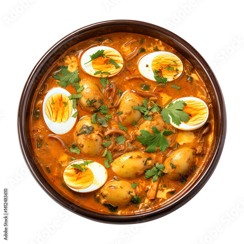 Obraz na płótnie bowl of egg curry isolated on transparent white background, clipping path w salonie