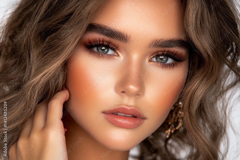 Obraz premium A lovely young woman with flawless skin undergoes a facial treatment in the realm of cosmetology, beauty, and spa, exuding a pleasant smile