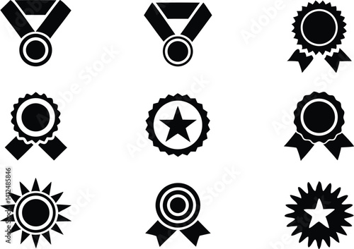 Black and White Award Symbols Vector Set