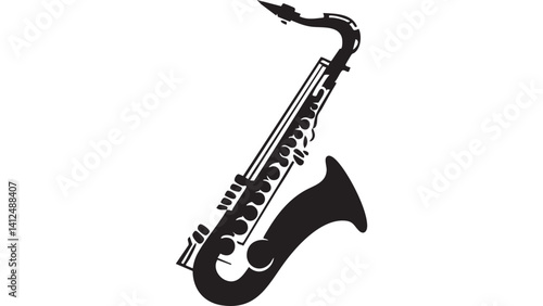 Elegant Black Saxophone Illustration for Musical Themes and Designs