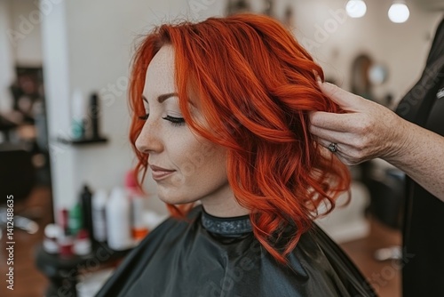 Image of a stunning young female hair stylist who appears confident and beautiful at a salon