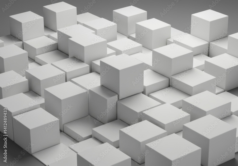 Abstract 3D Render of White Cubes Geometric Shapes Background Texture Design Abstract 3D Render of White Cubes Geometric Shapes Background Texture Design