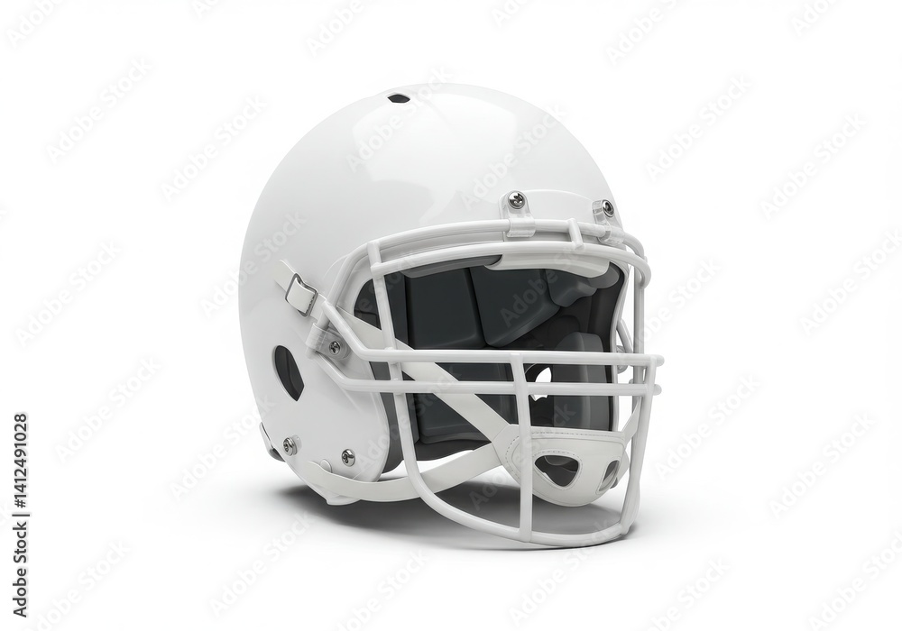 Fototapeta premium Isolated football helmet close up on white background