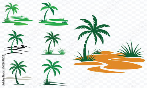 Tropical Palm Tree Illustrations Set for Design
