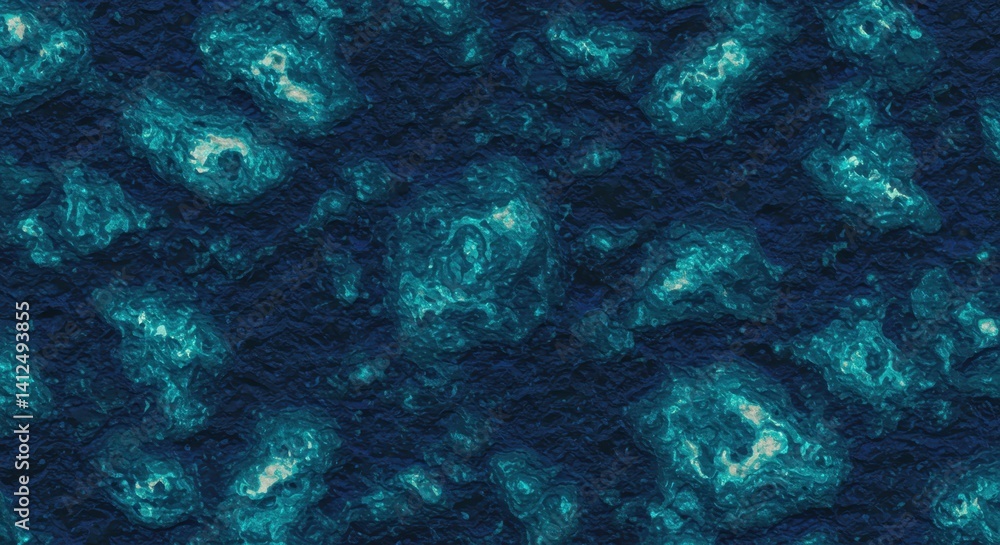 Obraz premium Abstract Teal and Dark Blue Textured Background: Deep Ocean or Cosmic Nebula Inspired Design