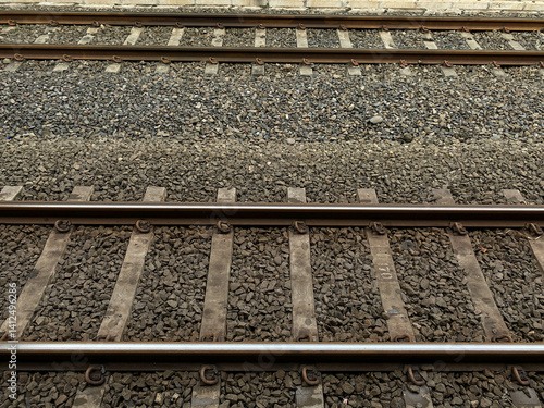 Railroad tracks and rock ballast
